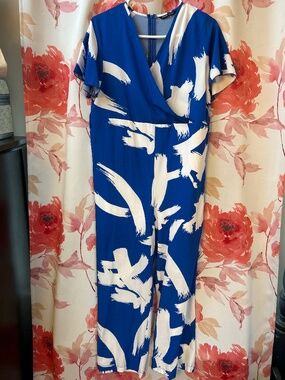 Blue pattern jumpsuit